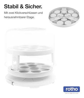 Rotho Fresh Taartdoos XL + Cupcake-Houders 35.5x34.5x26 cm Wit/Transparant - thumbnail