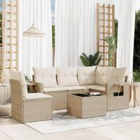 6-delige Loungeset met kussens poly rattan beige - thumbnail