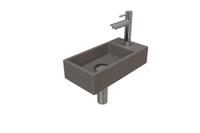 INK Versus Fonteinset - 36x18x9cm - wasbak links - 1 kraangat - Quartz beton/chroom 1805135 - thumbnail