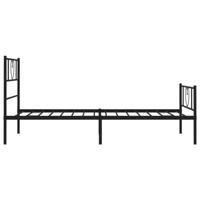 Bedframe met hoofd- en voeteneinde metaal zwart 75x190 cm - thumbnail