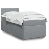 Boxspring met matras stof lichtgrijs 90x190 cm - thumbnail