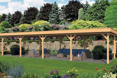 Tuindeco Oslo XL Overkapping type 9 1303x430 cm- Plat dak- Onbehandeld lariks Douglas hout- Tuindeco Tuindeco Oslo XL Overkapping type 9 1303x430 cm- Plat dak- Onbehandeld lariks Douglas hout- Tuindeco