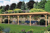 Tuindeco Oslo XL Overkapping type 9 1303x430 cm- Plat dak- Onbehandeld lariks Douglas hout- Tuindeco - thumbnail