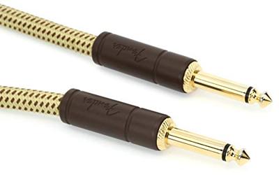 Fender Deluxe Cables instrumentkabel 7.5m geel tweed recht Fender Deluxe Cables instrumentkabel 7.5m geel tweed recht