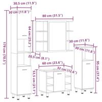 4-delige Badkamermeubelset bewerkt hout sonoma eikenkleurig - thumbnail