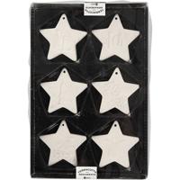 Creativ Company Ornamenten om te hangen, ster, afm 7x7 cm, wit, 6 stuk/ 1 doos - thumbnail