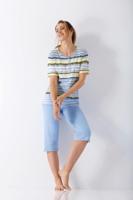 Hajo dames pyjama blauw en strepen - thumbnail