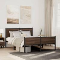 Bedframe hoofd- en voeteneinde metaal bruin eiken 140x190 cm - thumbnail