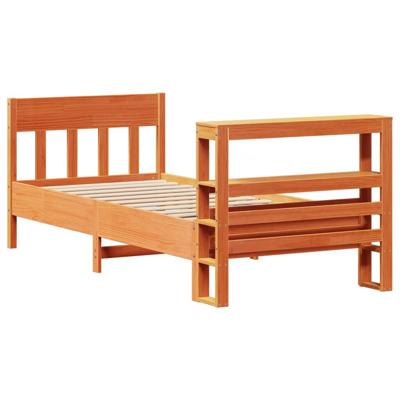 Bedframe zonder matras massief grenenhout wasbruin 75x190 cm