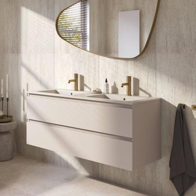 Ben Tendenza badmeubel incl. keramische wastafel met 2 kraangaten 120x46x52cm zand