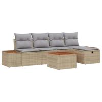 Tuinbankenset met kussen 5 pcs Beige poly rattan - thumbnail