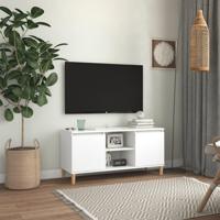 Tv-meubel met massief houten poten 103,5x35x50 cm wit - thumbnail