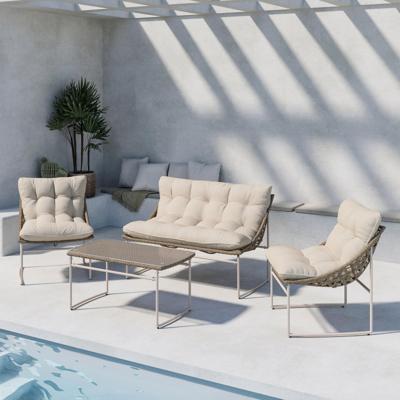 Nohr Loungeset 'Ingo' Met bank, 2 loungestoelen en tafel, kleur Beige