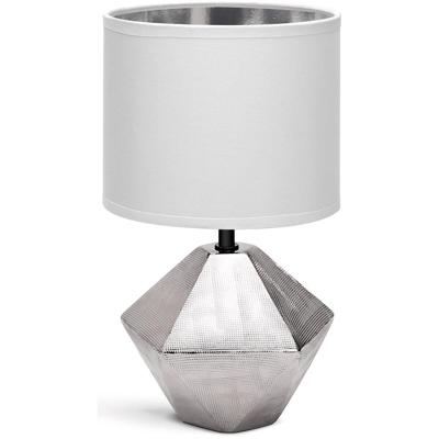 LED Tafellamp Keramiek - Mat Wit/Zilver - E14 Fitting - Maximaal 40W - Aigi Uynimo