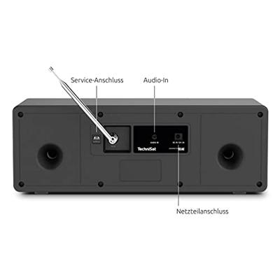 TechniSat DigitRadio 4 Stereo DAB Radio (DAB+, FM, Bluetooth, hoofdtelefoonaansluiting, AUX-ingang, wekker, OLED-display, 20 Watt RMS, Elac luidspreker), Zwart