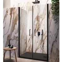 Nisdeur Lacus Giglio Evo Saloon 2 Klapdeuren 80x200 Cm Helder Glas Mat Zwart - thumbnail