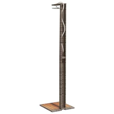 Buitendouche 50x55x224 cm poly rattan en acaciahout grijs - thumbnail