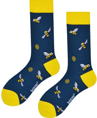 Benyson Sokken Bijen - Organisch katoen 1- Paar - Vrolijke katoenen sokken met leuke en grappige print - Dames - Heren