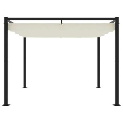 VidaXL Prieel met uittrekbaar dak 3x3 m staal crèmekleurig