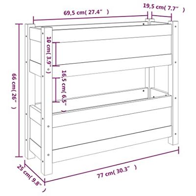 VidaXL Plantenbak 77x25x66 cm massief grenenhout wit