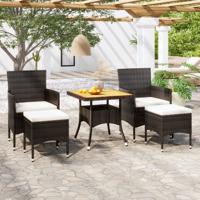 5-delige Tuinset poly rattan en massief acaciahout zwart - thumbnail