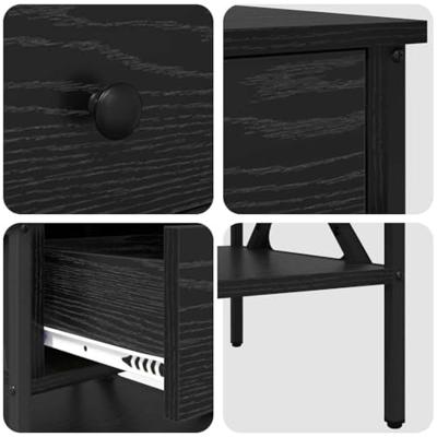 Nachtkastje met lade 2 pcs Zwart eiken 40 x 42 x 45 cm