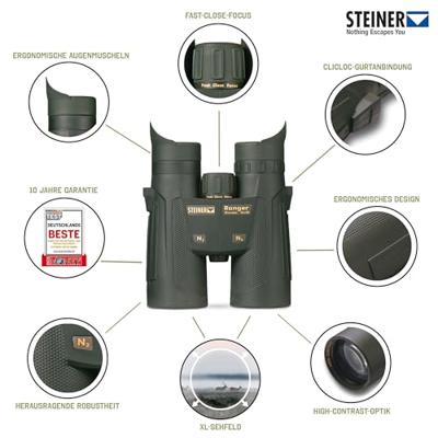 STEINER jachtverrekijker Ranger Xtreme 10x42 - optiek van Duitse kwaliteit, hoge vergroting voor lange afstanden, briljante beeldkwaliteit, helder