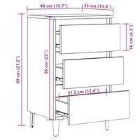 Nachtkastje met metalen poten 40x35x69 cm oud houtkleurig - thumbnail