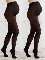 Set van 2 ondoorzichtige zwangerschapspanty's set zwart - thumbnail