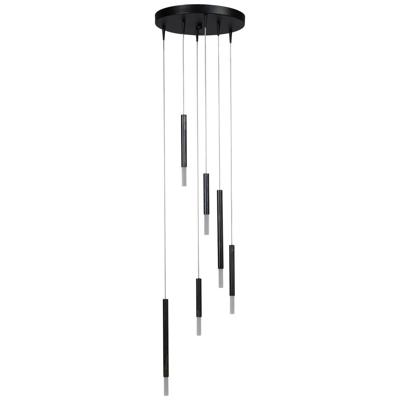Masterlight Zwarte vide hanglampFlute 6-lichts design cilinders - 2592-66-35-6-DW