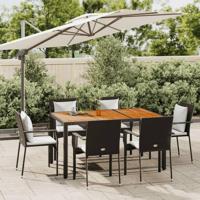 7-delige Tuinset met kussens poly rattan zwart - thumbnail