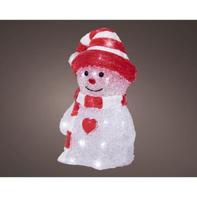 Overige Merken Decoratie led sneeuwpop 13.3x16.8x25.2 cm acryl/rood/wit
