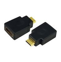 LogiLink AH0009 HDMI Adapter [1x HDMI-stekker C mini - 1x HDMI-bus] Zwart Vergulde steekcontacten - thumbnail