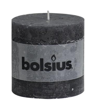 Bolsius kaars rustiek 10x10 cm antraciet