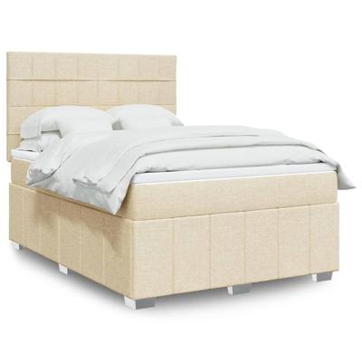 Boxspring met matras stof crèmekleurig 160x200 cm