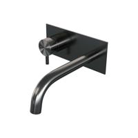 Inbouw Wastafelmengkraan Brauer Gunmetal Edition Coldstart Gebogen Uitloop Korte Ronde Hendel Links Geborsteld Gunmetal PVD Met Afdekplaat Brauer - thumbnail