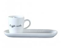 Riviera Maison Kop-en schotel, koffiemok met tekst 85 ml - Caffè Solo - thumbnail