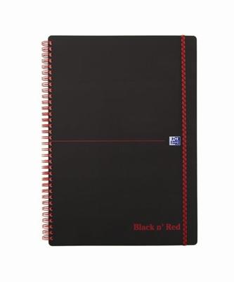 Oxford BLACK N' RED spiraalblok kunststof, 140 bladzijden ft A4, geruit 5 mm