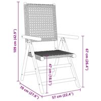 Tuinstoelen 6 st verstelbaar poly rattan en massief hout zwart - thumbnail
