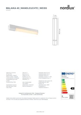 Nordlux Strakke wandlampMalaika S wit - 2310201001