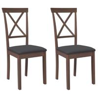 Eetkamerstoelen met kussens 2 st massief hout rubber bruin - thumbnail
