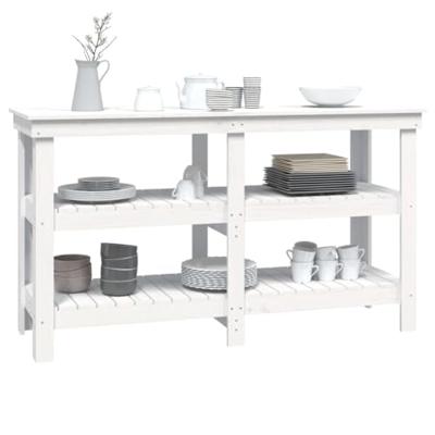 VidaXL Werkbank 142,5x50x80 cm massief grenenhout wit