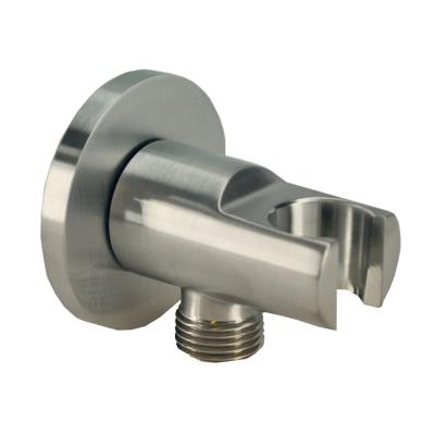 Wiesbaden Wandaansluitbocht met handdouchehouder rond 1/2" geborsteld staal