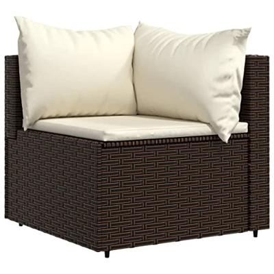 3-delige Loungeset met kussens poly rattan bruin 3-delige Loungeset met kussens poly rattan bruin