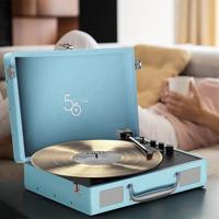 Vinyl draaitafel - MIXX - Revival 55 - Ingebouwde stereoluidsprekers - 3 snelheden - Bluetooth - RCA-uitgang - Blauw - thumbnail