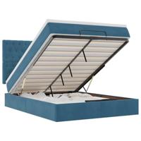 Ottoman bed met matrassen 140x200cm fluweel donkerblauw - thumbnail