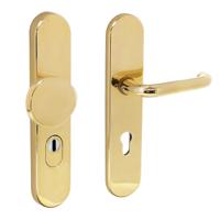 Intersteel Veiligheidsbeslag SKG3 ovaal kerntrekbeveiliging profielcilincergat 72mm messing ongelakt voordeurbeslag - thumbnail