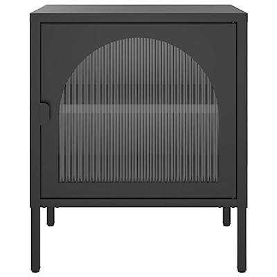 Nachtkastje 50x35x60 cm glas en staal zwart