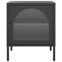 Nachtkastje 50x35x60 cm glas en staal zwart - thumbnail