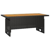 Tuintafel 100x50x43/63 cm acaciahout en poly rattan zwart - thumbnail